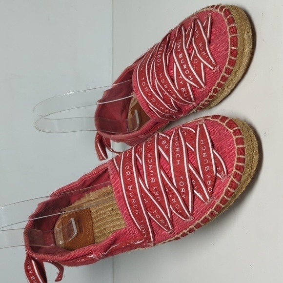 Tory Burch Azalea Logo grosgrain Espadrille flat shoes women's size 7 - Picture 2 of 16